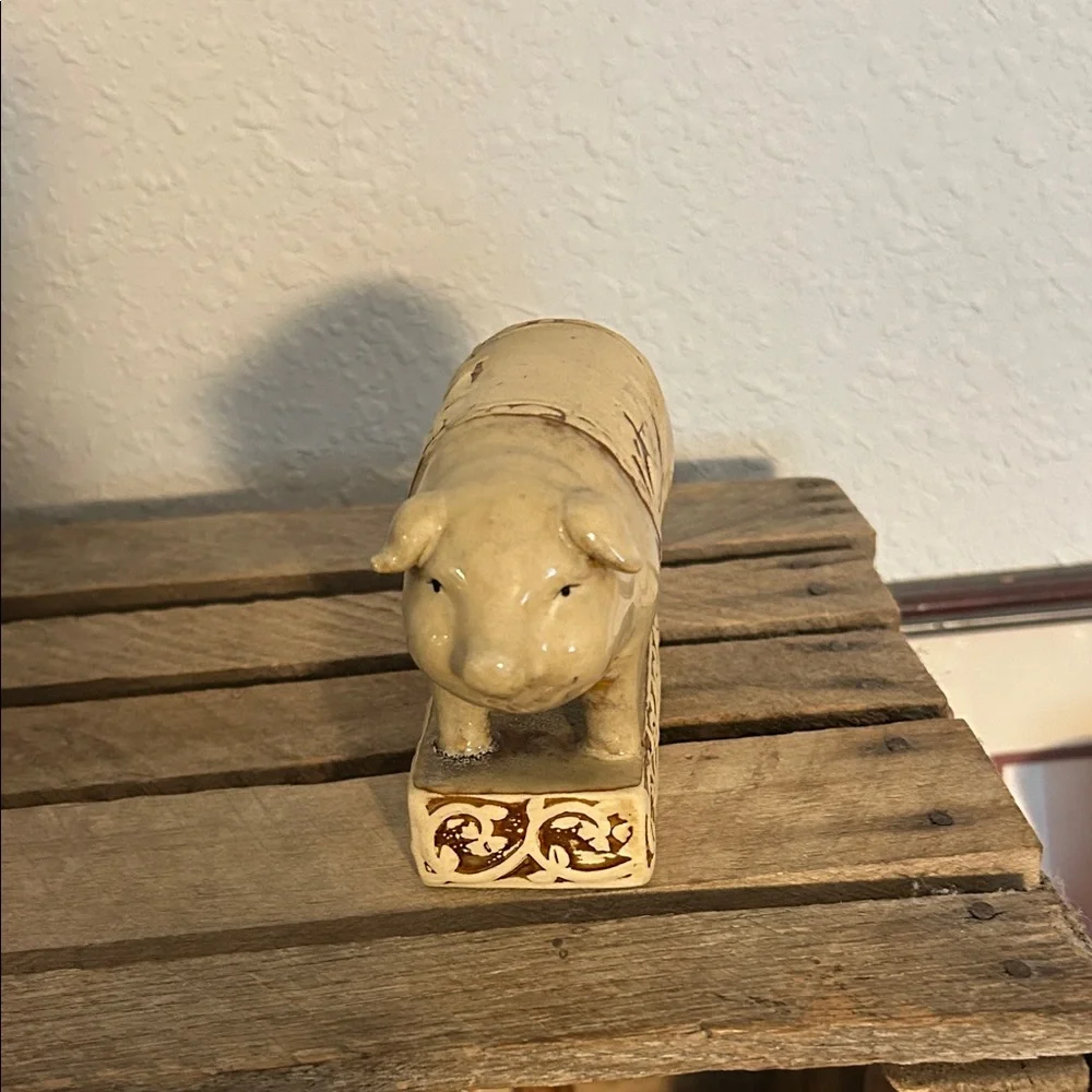 Rustic Cream Pig Figurine Farmhouse Chic